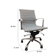 Benjara Rolling Office Chair- Gray Faux Leather- Swivel Reclining Design
