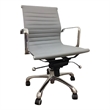 Benjara Rolling Office Chair- Gray Faux Leather- Swivel Reclining Design