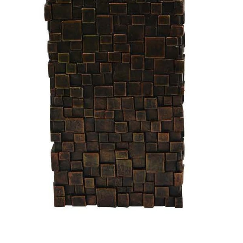 Benjara Accent Vase- Dark Bronze Resin- Prominent Geometric Texture- 20 Inch