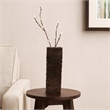 Benjara Accent Vase- Dark Bronze Resin- Prominent Geometric Texture- 20 Inch