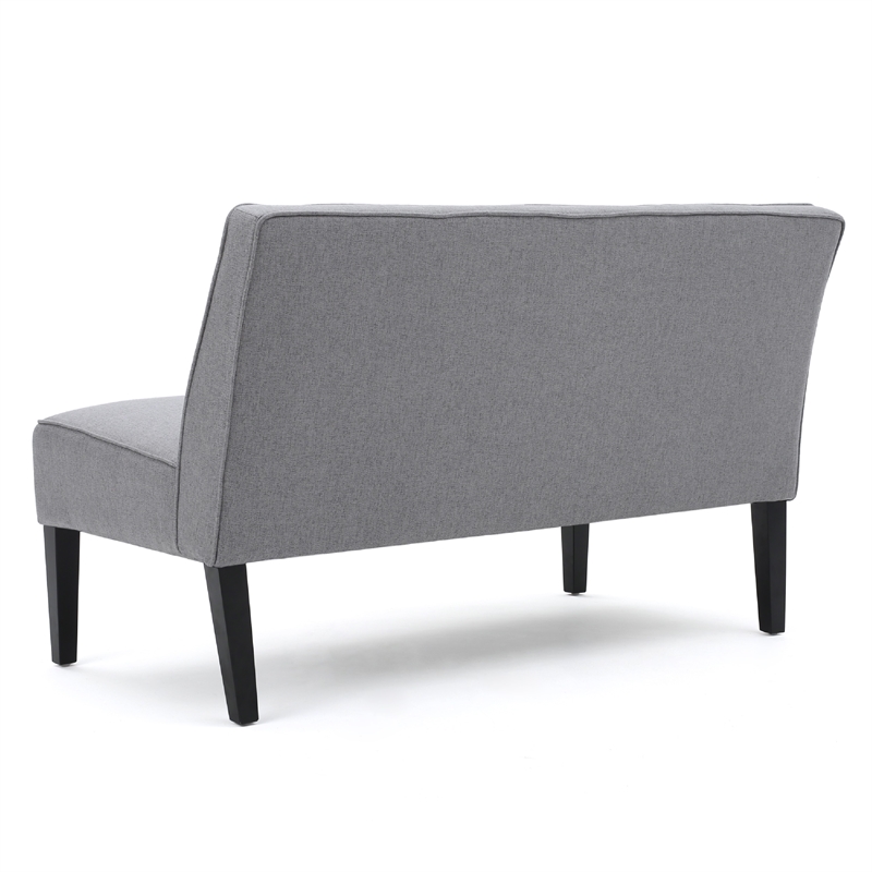 Benjara Cimy Armless Loveseat- Birch Wood Black Legs- Gray Polyester- 50 Inch