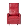 Benjara Belz Manual Recliner Chair with Handle- Button Tufted Red Faux Leather