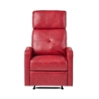 Benjara Belz Manual Recliner Chair with Handle- Button Tufted Red Faux Leather