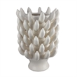Benjara Joseph Accent Vase with Tiered Flame Accents- Ivory Ceramic 17 Inch
