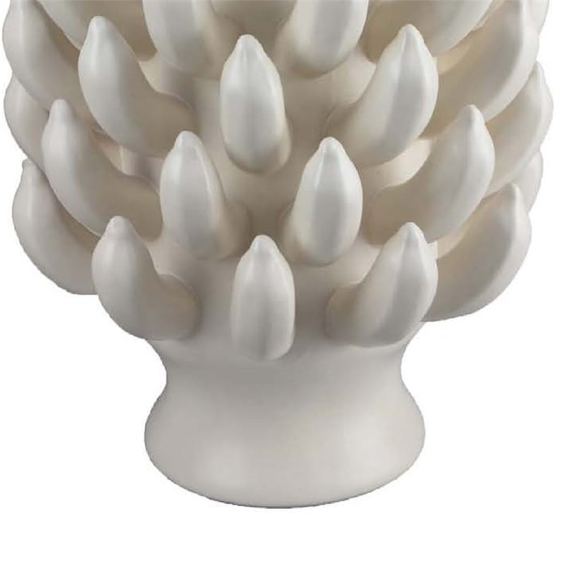 Benjara Joseph Accent Vase with Tiered Flame Accents- Ivory Ceramic 17 Inch