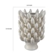 Benjara Joseph Accent Vase with Tiered Flame Accents- Ivory Ceramic 17 Inch