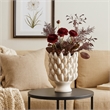 Benjara Joseph Accent Vase with Tiered Flame Accents- Ivory Ceramic 17 Inch