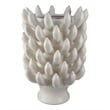 Benjara Joseph Accent Vase with Tiered Flame Accents- Ivory Ceramic 17 Inch