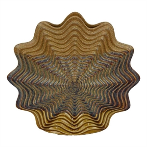 Benjara Decorative Vase- Brown- Gray Ceramic- Unique Radial Rosette- 16 Inch