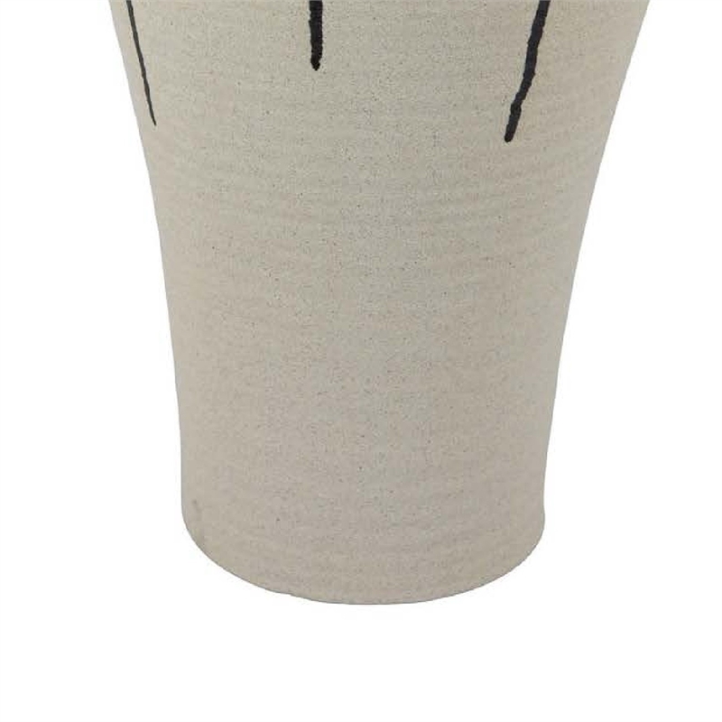 Benjara Caleb Accent Vase with Drip Pattern and Handles- Black Gray Ceramic