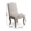Benjara Cen Dining Side Chair Set of 2- Beige Tufted Back- Gray Wood Legs