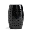 Benjara Lica Patio Side End Table- Barrel Shaped Lace Cut- 12