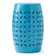 Benjara Lica Patio Side End Table- Barrel Shaped Lace Cut- 12