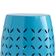 Benjara Lica Patio Side End Table- Barrel Shaped Lace Cut- 12