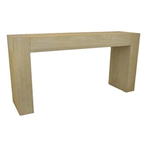 Benjara Console Table- Tall C Shaped Design- 63&quot Light Brown Wood Body