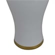 Benjara Risy Covered Jar- 24 Inch- Gold Finial- White Curved Ceramic Base