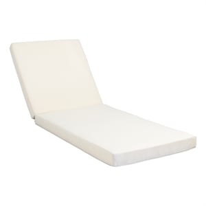 Benjara Chaise Lounger Cushion- 76 Inch- PU Foam- Cream Waterproof Fabric