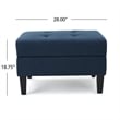 Benjara Voil Storage Ottoman- 28 Inch- Navy Blue Fabric- Tapered Wood Legs
