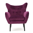 Benjara Riho Accent Armchair- Wingback Button Tufted- Fuchsia Purple Velvet