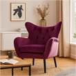 Benjara Riho Accent Armchair- Wingback Button Tufted- Fuchsia Purple Velvet