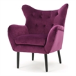 Benjara Riho Accent Armchair- Wingback Button Tufted- Fuchsia Purple Velvet
