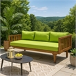 Benjara Clara Outdoor Daybed- Brown Wood Slat Back- 68