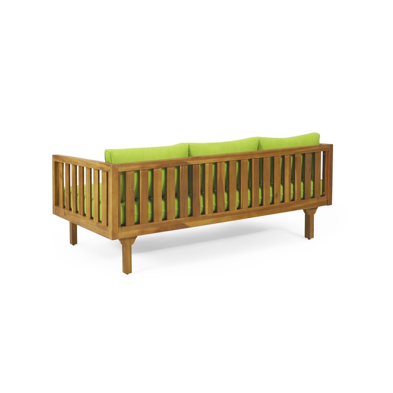 Benjara Clara Outdoor Daybed- Brown Wood Slat Back- 68