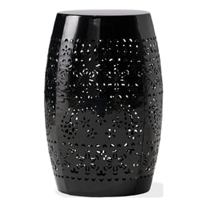 Benjara Glena Outdoor End Table- Intricate Lace Cut Design- 12&quot Black Iron