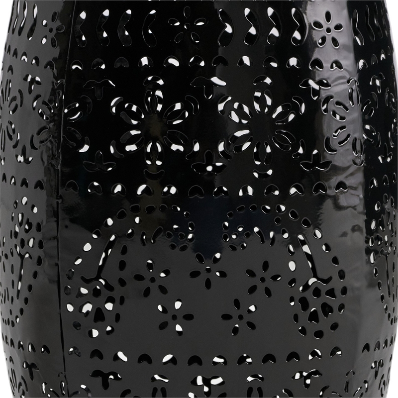 Benjara Glena Outdoor End Table- Intricate Lace Cut Design- 12