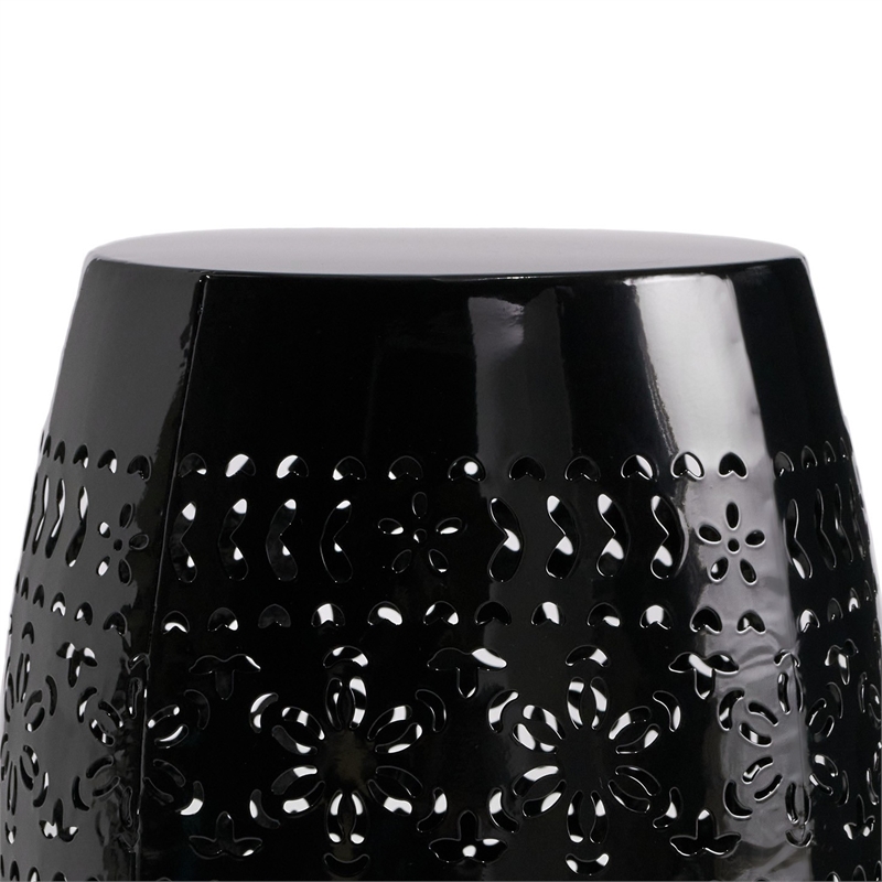 Benjara Glena Outdoor End Table- Intricate Lace Cut Design- 12