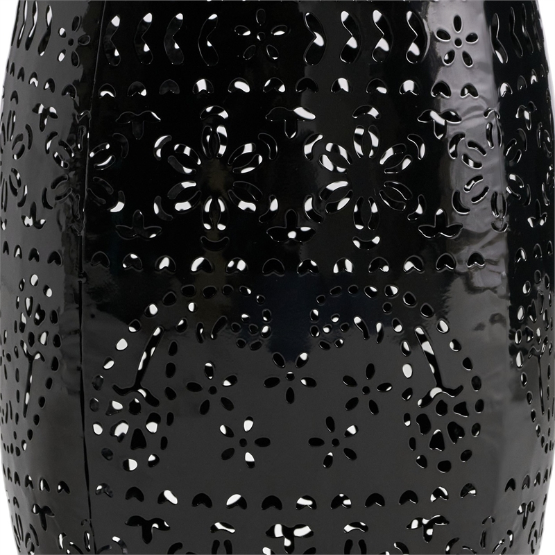 Benjara Glena Outdoor End Table- Intricate Lace Cut Design- 12