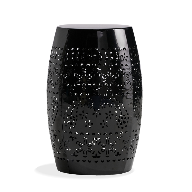 Benjara Glena Outdoor End Table- Intricate Lace Cut Design- 12