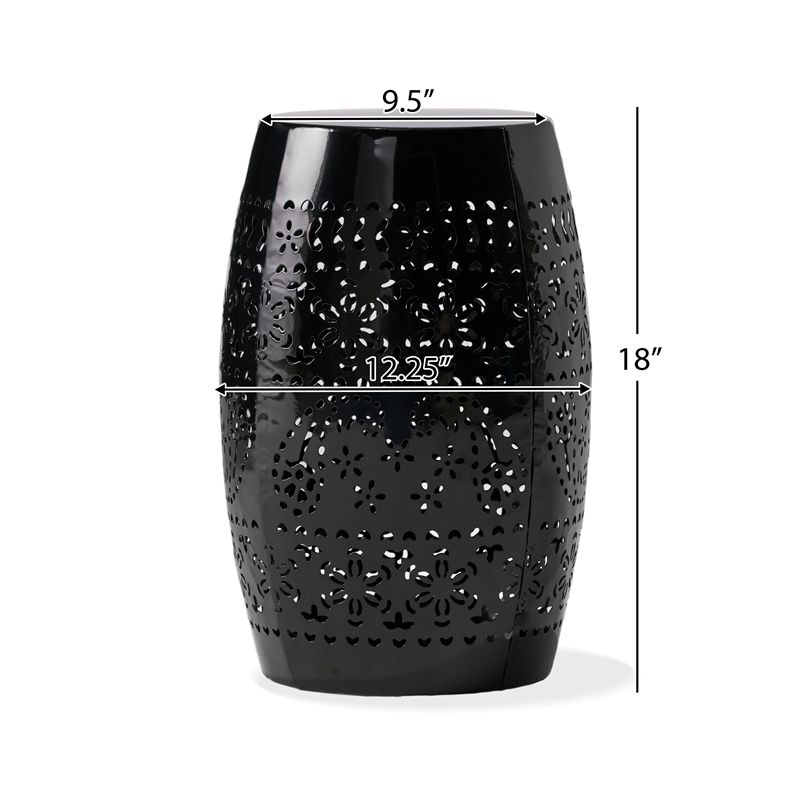 Benjara Glena Outdoor End Table- Intricate Lace Cut Design- 12