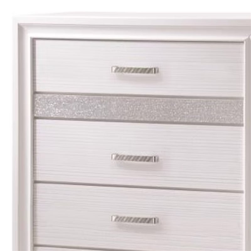 Benjara Wooden Drawer Chest with Hidden Jewelry Tray- White