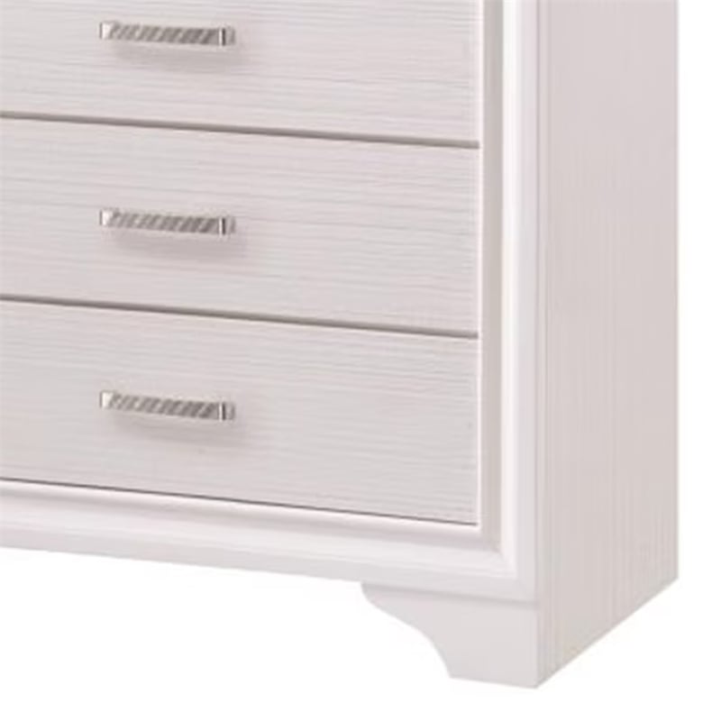 Benjara Wooden Drawer Chest with Hidden Jewelry Tray- White