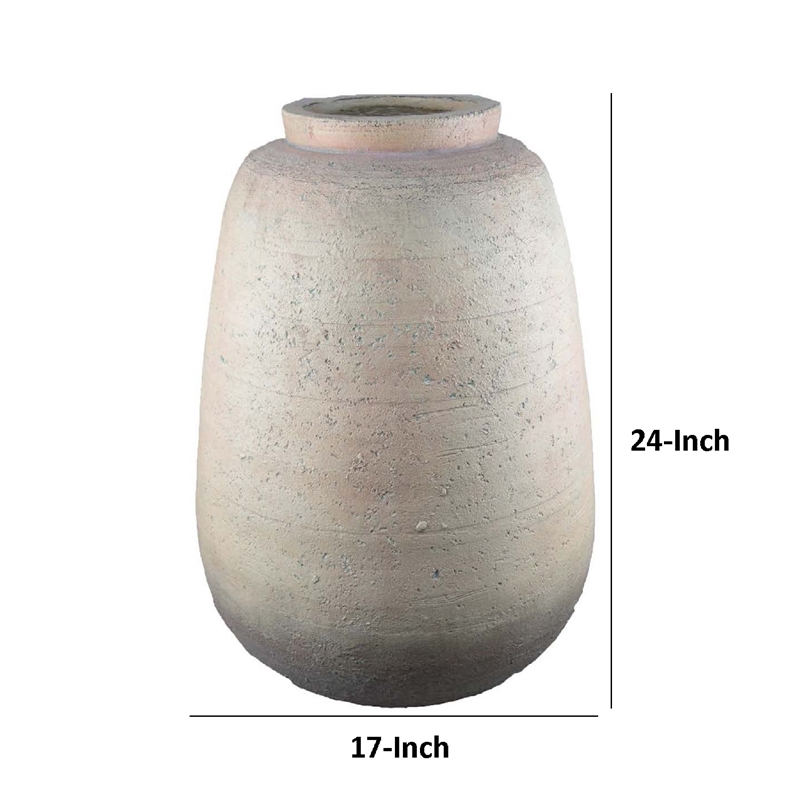 Benjara Kilu Decorative Vase- Rugged Texture- 24
