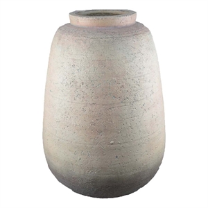 Benjara Kilu Decorative Vase- Rugged Texture- 24&quot Metallic Gray Resin