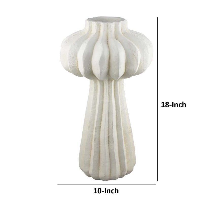 Benjara Samo Decorative Vase- Textured Body- Bulb Accent- 18