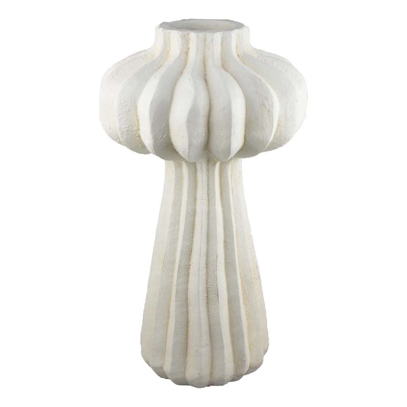 Benjara Samo Decorative Vase- Textured Body- Bulb Accent- 18