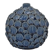 Benjara Remus Accent Vase with Raised Pebble Pattern- Glazed Blue Ceramic