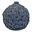 Benjara Remus Accent Vase with Raised Pebble Pattern- Glazed Blue Ceramic