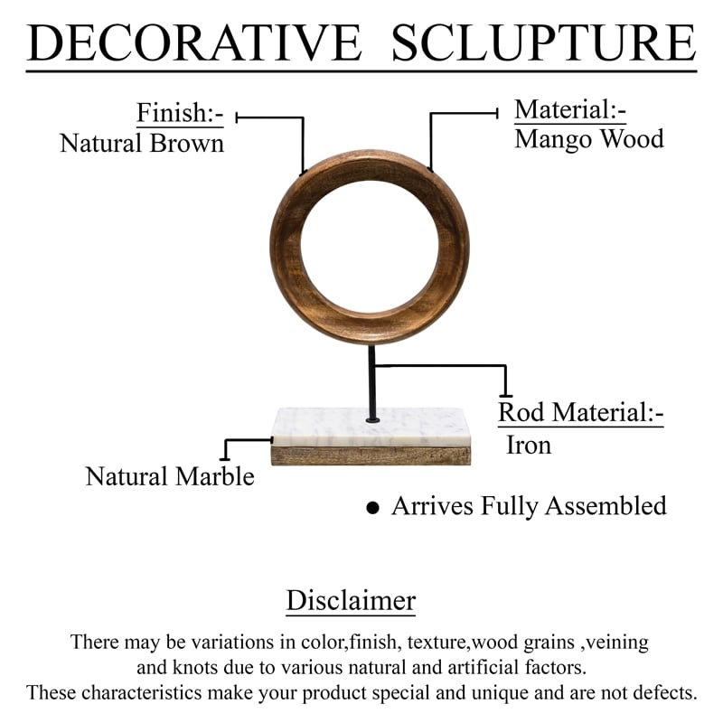 Benjara Decorative Tabletop Sculpture - Brown/Black Iron Stem