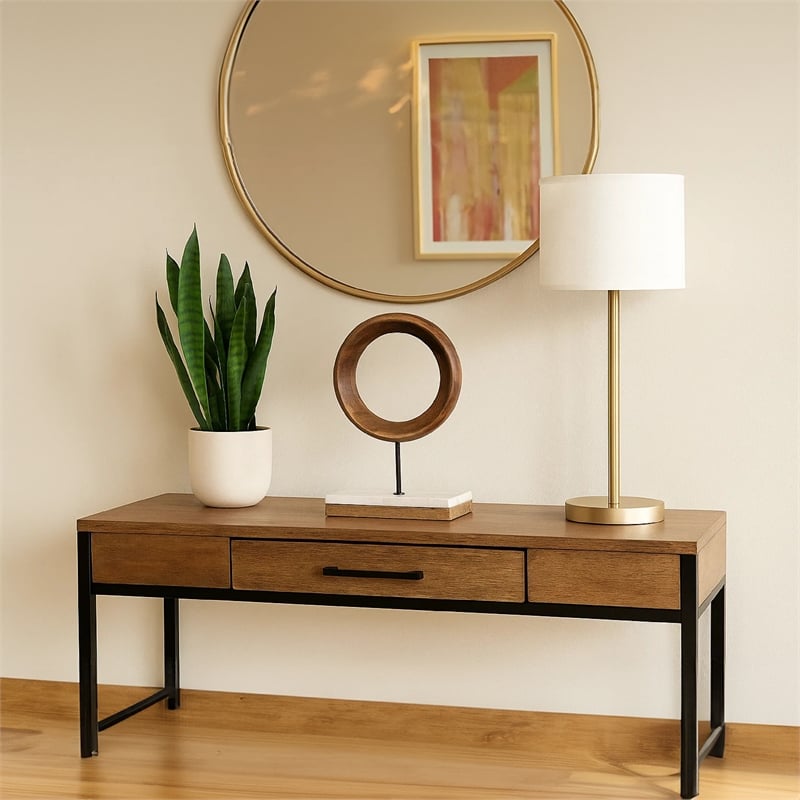 Benjara Decorative Tabletop Sculpture - Brown/Black Iron Stem