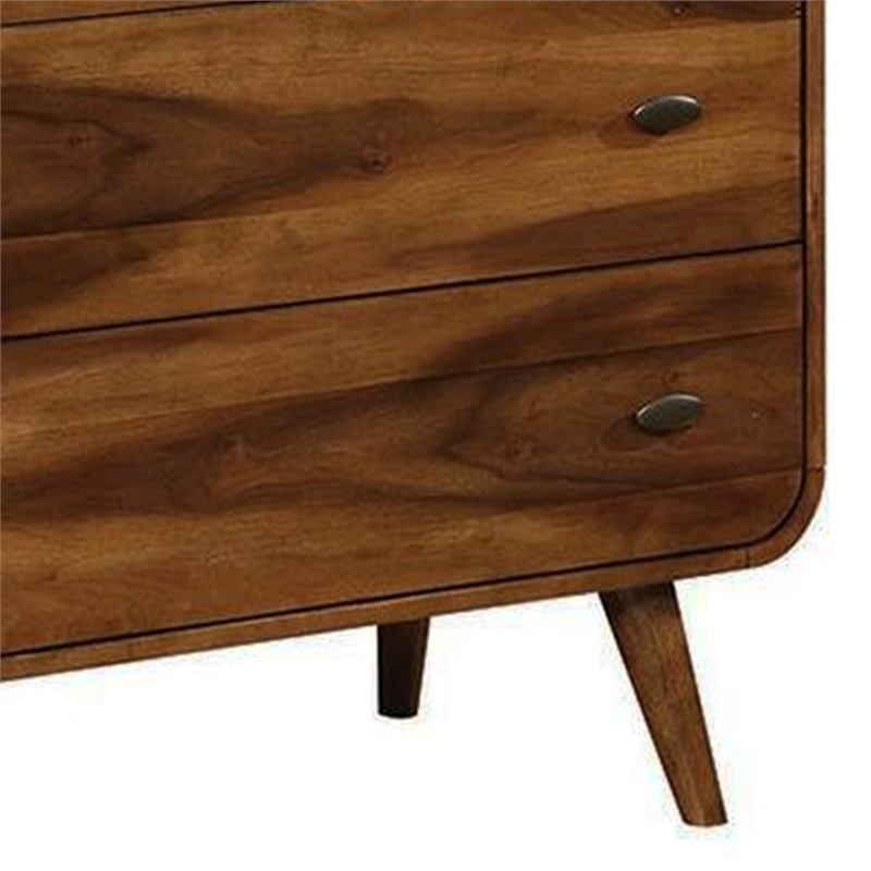 Benjara Wooden Chest with 5 Drawers- Dark Walnut Brown