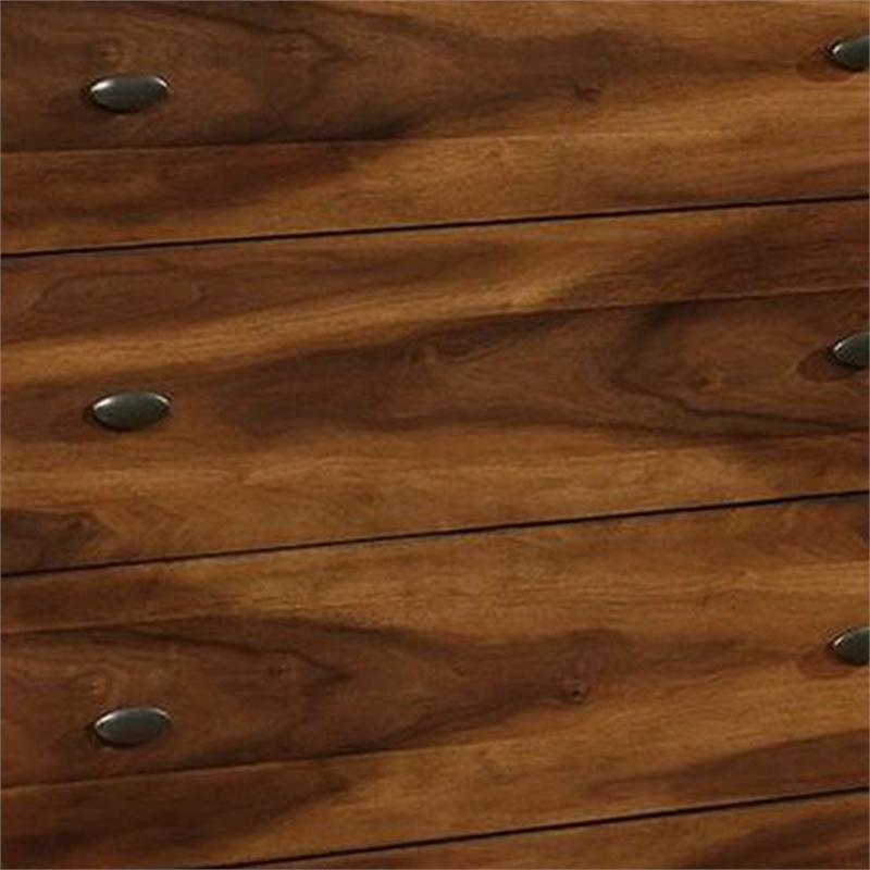 Benjara Wooden Chest with 5 Drawers- Dark Walnut Brown