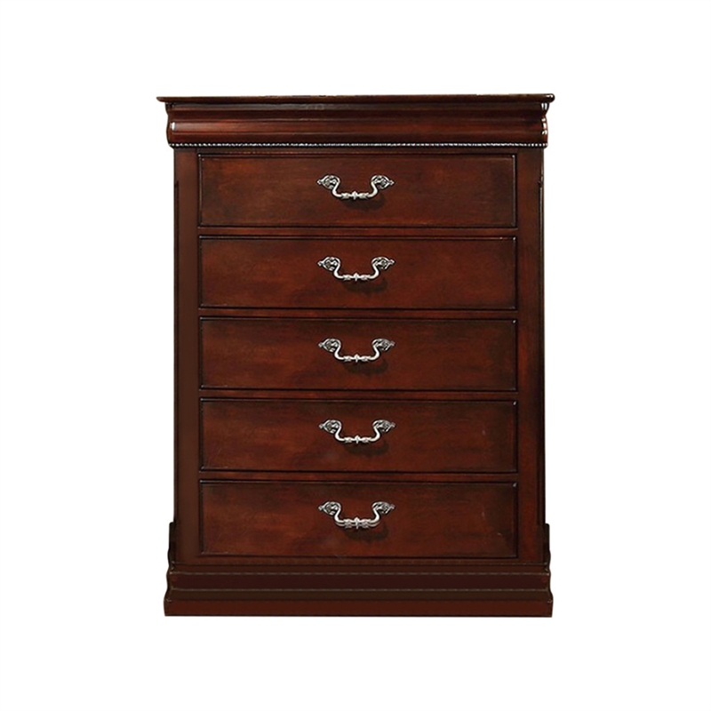 Benjara Traditional Style Wooden Bedroom Chest- Cherry Brown