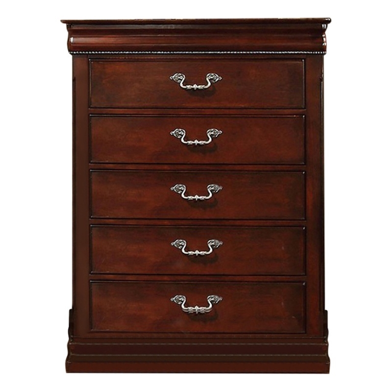 Benjara Traditional Style Wooden Bedroom Chest- Cherry Brown