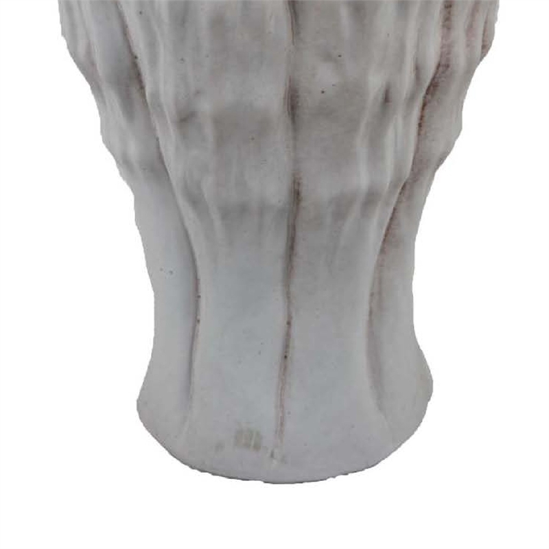 Benjara Maria Accent Vase with Rippled Texture- Tapered Gray Ceramic 15 Inch