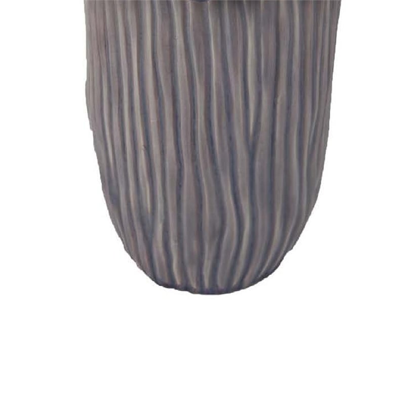 Benjara Kiana Decorative Vase- Gray Ceramic Flared Scales Rim Accent- 13 Inch
