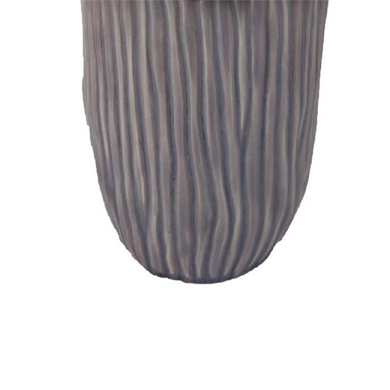 Benjara Kiana Decorative Vase- Gray Ceramic Flared Scales Rim Accent- 13 Inch
